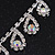 Bridal AB/Clear Diamante 'Teardrop' Necklace & Earrings Set In Silver Plating - view 7