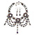 Lavender Glass Bead Gothic Costume Choker Necklace And Earring Set In Silver Plating