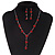 Delicate Y-Shape Red Rose Necklace & Drop Earring Set - view 10