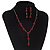 Delicate Y-Shape Red Rose Necklace & Drop Earring Set - view 11
