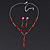 Delicate Y-Shape Red Rose Necklace & Drop Earring Set - view 7