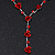 Delicate Y-Shape Red Rose Necklace & Drop Earring Set - view 4