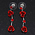 Delicate Y-Shape Red Rose Necklace & Drop Earring Set - view 5