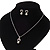 Delicate Faux Pearl Diamante 'Heart' Pendant Necklace & Stud Earrings Set In Silver Plating - view 2