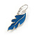 Blue/Sky Blue Enamel 'Leaf' Necklace & Drop Earrings Set In Silver Plating - 40cm Length/ 6cm Extension - view 6