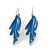 Blue/Sky Blue Enamel 'Leaf' Necklace & Drop Earrings Set In Silver Plating - 40cm Length/ 6cm Extension - view 8
