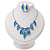 Blue/Sky Blue Enamel 'Leaf' Necklace & Drop Earrings Set In Silver Plating - 40cm Length/ 6cm Extension - view 3
