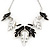 Black/White Enamel 'Leaf' Necklace & Drop Earrings Set In Silver Plating - 40cm Length/ 6cm Extension - view 10