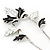 Black/White Enamel 'Leaf' Necklace & Drop Earrings Set In Silver Plating - 40cm Length/ 6cm Extension - view 8