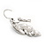 Black/White Enamel 'Leaf' Necklace & Drop Earrings Set In Silver Plating - 40cm Length/ 6cm Extension - view 6