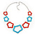 Light Blue/ Coral Enamel 'Star' Necklace & Drop Earrings Set In Silver Plating - 38cm Length/ 6cm Extension - view 3