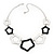 Black/White Enamel 'Star' Necklace & Drop Earrings Set In Silver Plating - 38cm Length/ 6cm Extension - view 3