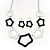Black/White Enamel 'Star' Necklace & Drop Earrings Set In Silver Plating - 38cm Length/ 6cm Extension - view 6