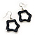 Black/White Enamel 'Star' Necklace & Drop Earrings Set In Silver Plating - 38cm Length/ 6cm Extension - view 5