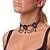 Victorian/ Gothic/ Burlesque Black Bead Choker And Earrings Set - view 9