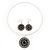 Black Medallion Flex Wire Necklace & Earrings Set In Silver Plating - Adjustable - view 4