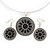 Black Medallion Flex Wire Necklace & Earrings Set In Silver Plating - Adjustable - view 3