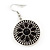 Black Medallion Flex Wire Necklace & Earrings Set In Silver Plating - Adjustable - view 6