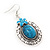 Large Turquoise Oval Medallion Flex Wire Necklace & Earrings Set In Silver Plating - Adjustable - view 5