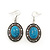 Turquoise Oval Medallion Flex Wire Necklace & Earrings Set In Silver Plating - Adjustable - view 4