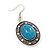 Turquoise Oval Medallion Flex Wire Necklace & Earrings Set In Silver Plating - Adjustable - view 6