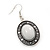 White Oval Medallion Flex Wire Necklace & Earrings Set In Silver Plating - Adjustable - view 6