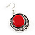 Red Enamel Medallion Flex Wire Necklace & Earrings Set In Silver Plating - Adjustable - view 7