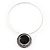 Black Enamel Medallion Flex Wire Necklace & Earrings Set In Silver Plating - Adjustable - view 6