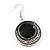 Black Enamel Medallion Flex Wire Necklace & Earrings Set In Silver Plating - Adjustable - view 7