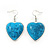 Turquoise 'Heart' Pendant Flex Wire Necklace & Drop Earrings Set In Silver Plating - Adjustable - view 5