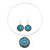 Light Blue Medallion Flex Wire Necklace & Earrings Set In Silver Plating - Adjustable - view 3