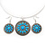 Light Blue Medallion Flex Wire Necklace & Earrings Set In Silver Plating - Adjustable - view 4