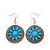 Light Blue Medallion Flex Wire Necklace & Earrings Set In Silver Plating - Adjustable - view 5