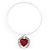 Coral Red 'Heart' Pendant Flex Wire Necklace & Drop Earrings Set In Silver Plating - Adjustable - view 7