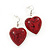 Coral Red 'Heart' Pendant Flex Wire Necklace & Drop Earrings Set In Silver Plating - Adjustable - view 5