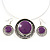 Purple Enamel Medallion Flex Wire Necklace & Earrings Set In Silver Plating - Adjustable - view 5