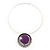 Purple Enamel Medallion Flex Wire Necklace & Earrings Set In Silver Plating - Adjustable - view 6