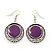 Purple Enamel Medallion Flex Wire Necklace & Earrings Set In Silver Plating - Adjustable - view 4