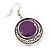 Purple Enamel Medallion Flex Wire Necklace & Earrings Set In Silver Plating - Adjustable - view 7