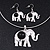 Silver Plated Flex Wire 'Elephant' Pendant Necklace & Drop Earrings Set With Black Stone - Adjustable - view 3