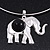 Silver Plated Flex Wire 'Elephant' Pendant Necklace & Drop Earrings Set With Black Stone - Adjustable - view 5