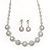 Stunning Bridal Crystal Circle Necklace & Drop Earring Set In Silver Metal - 42cm Length/6cm Extension - view 12