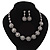 Stunning Bridal Crystal Circle Necklace & Drop Earring Set In Silver Metal - 42cm Length/6cm Extension - view 11