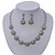 Stunning Bridal Crystal Circle Necklace & Drop Earring Set In Silver Metal - 42cm Length/6cm Extension - view 10