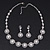 Stunning Bridal Crystal Circle Necklace & Drop Earring Set In Silver Metal - 42cm Length/6cm Extension - view 9