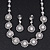 Stunning Bridal Crystal Circle Necklace & Drop Earring Set In Silver Metal - 42cm Length/6cm Extension - view 2