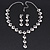 Bridal Simulated Pearl/Crystal Y-Necklace & Drop Earring Set In Silver Metal - 44cm Length/5cm Extension - view 6
