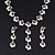 Bridal Simulated Pearl/Crystal Y-Necklace & Drop Earring Set In Silver Metal - 44cm Length/5cm Extension - view 2