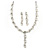 Stunning Bridal Simulated Pearl/Crystal Y-Necklace & Drop Earring Set In Silver Metal - 46cm Length/5cm Extension - view 13