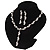 Stunning Bridal Simulated Pearl/Crystal Y-Necklace & Drop Earring Set In Silver Metal - 46cm Length/5cm Extension - view 11
